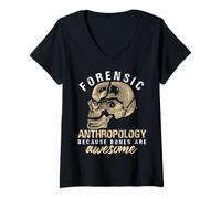 Womens Forensic Anthropology Skull Design V-Neck T-Shirt