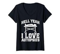Womens Forensic Pathologist I love Autopsy Tech Funny Pathology V-Neck T-Shirt
