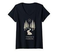 Women's Forest Bathing Mindfulness Walk Rooted Healing Nature Healer V-Neck T-Shirt