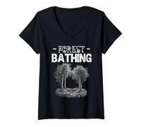 Women's Forest Bathing Nature Lover Therapy with the Trees Calming V-Neck T-Shirt