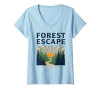 Women's Forest Escape Rustic Nature Adventure Lovers Apparel V-Neck T-Shirt