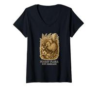 Womens Forest Flora Kiwi Embrace Botanical Etch V-Neck T-Shirt