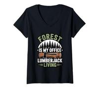 Womens Forest is My Office Lumberjack Living Outdoor Logger V-Neck T-Shirt