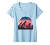 Womens Forest Night Scene with Full Moon V-Neck T-Shirt