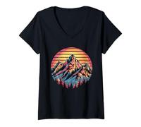 Womens Forest Night Scene with Full Moon V-Neck T-Shirt