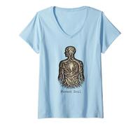 Women's Forest Soul Human Nature Dark Academia Cottagecore Gothic V-Neck T-Shirt