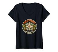 Women's Forest Therapy Wander Often Compass Outdoor Nature Adventure V-Neck T-Shirt