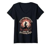 Womens Forest Witch Foraging Tee Not All Who Wander Are Lost Women V-Neck T-Shirt