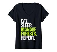 Women's Forestry Manager Eat Sleep Routine V-Neck T-Shirt