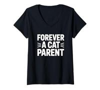 Women's Forever A Cat Parent V-Neck T-Shirt