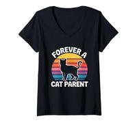 Women's Forever A Cat Parent V-Neck T-Shirt