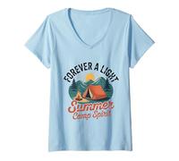 Womens Forever A Light - Summer Camp Spirit V-Neck T-Shirt