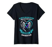 Womens Forever in our Hearts Daughter Suicide Awareness Memorial V-Neck T-Shirt