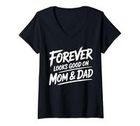Women's Forever Looks Good On Mom & Dad Anniversary V-Neck T-Shirt