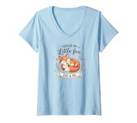 Women's Forever My Little Foxes - Dad & Me Cute Wildlife V-Neck T-Shirt