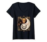 Women's Forex Bull Bear Currency Trader V-Neck T-Shirt