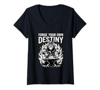 Women's Forge Your Own Destiny Blacksmith Viking Hammer Metalworker V-Neck T-Shirt