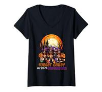 Womens Forget Candy Give Me English Springer Spaniels Halloween V-Neck T-Shirt
