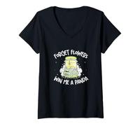Womens Forget Flowers Win Me A Panda Funny Claw Machine Enthusiasts V-Neck T-Shirt
