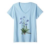 Women's Forget me not Blue Flower Plant Lover for Couples V-Neck T-Shirt