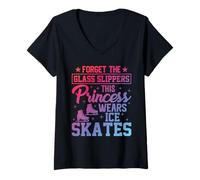 Womens Forget The Glass Slippers This Princess Wears Ice Skates V-Neck T-Shirt