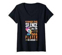 Womens Forget The Silence Now The Sax Player is Here Fun Saxophone V-Neck T-Shirt