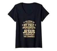 Womens Forgiven by Jesus | My Past is Gone Christian Quote V-Neck T-Shirt