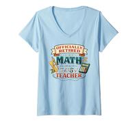 Women's Formally Retired Math Teacher Funny Equation Design V-Neck T-Shirt