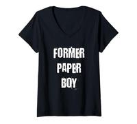 Womens Former Paper Boy V-Neck T-Shirt