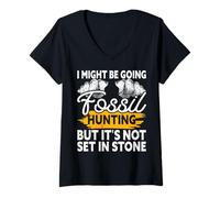 Womens Fossil Digging Adventure Fossil Hunter V-Neck T-Shirt