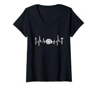 Womens Fossil Hunting Heartbeat Paleontologist Funny Fossil Hunter V-Neck T-Shirt