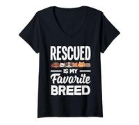 Women's Foster Adopt Animal Rescue My Favorite Breed V-Neck T-Shirt