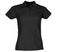 Womens FOTL Lady-Fit 65/35 Polo T Shirt-Black-X-Small
