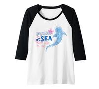 Womens Found at Sea Whale Shark Ocean Graphic Beach Summer Coastal Raglan Baseball Tee