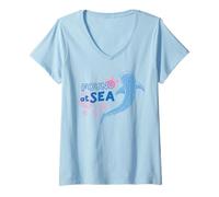 Women's Found at Sea Whale Shark Ocean Graphic Beach Summer Coastal V-Neck T-Shirt