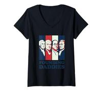 Women's Founding Daddies President 4th of July V-Neck T-Shirt