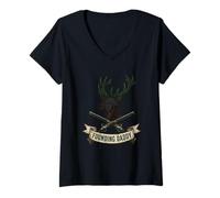 Women's Founding Daddy George Washington Deer Antlers Musket V-Neck T-Shirt