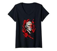 Women's Founding Daddy Thomas Jefferson American History Grunge V-Neck T-Shirt