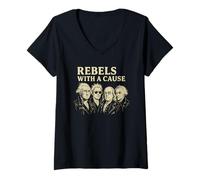 Womens Founding Fathers Rebels With a Cause Patriotic Punk Rock V-Neck T-Shirt