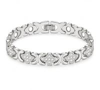 Women's four-leaf clover bracelet with diamond-encrusted lucky clover metal band. The delicate chain design is suitable for everyday wear, birthdays, anniversaries, and holiday gifts.
