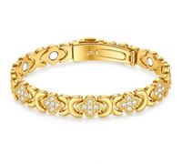 Women's four-leaf clover bracelet with diamond-encrusted lucky clover metal band. The delicate chain design is suitable for everyday wear, birthdays, anniversaries, and holiday gifts.