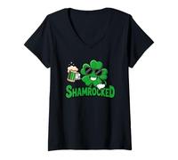 Women's Four Leaf Clover Funny Drinking Shamrock St. Patrick's Day V-Neck T-Shirt