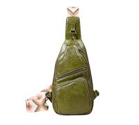 Women's Four Leisure Versatile Solid Color PU Ethnic Woven Strap Crossbody Bag Chest Bag My Look Color Your Own Messenger Bag (Green, One Size)