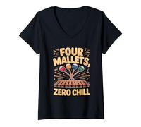Women's Four Mallets Zero Chill Marimba Xylophone Percussion V-Neck T-Shirt