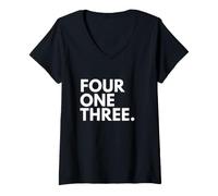 Women's Four ONE Three Area Code 413 Springfield Massachusetts V-Neck T-Shirt