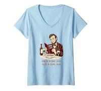 Women's Four Score and Seven Sips Ago Funny Abe Lincoln Wine V-Neck T-Shirt