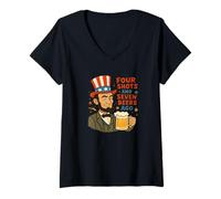 Womens Four Shots and Seven Beers Ago, Funny 4th of July V-Neck T-Shirt