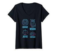 Women's Four Stoic Cardinal Virtues Ancient Philosophy Daily Wisdom V-Neck T-Shirt