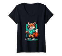 Womens Fox Golfer: Embrace Your Inner Fox V-Neck T-Shirt