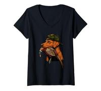 Women's Fox Red Labrador Pheasant Hunter Hunting V-Neck T-Shirt